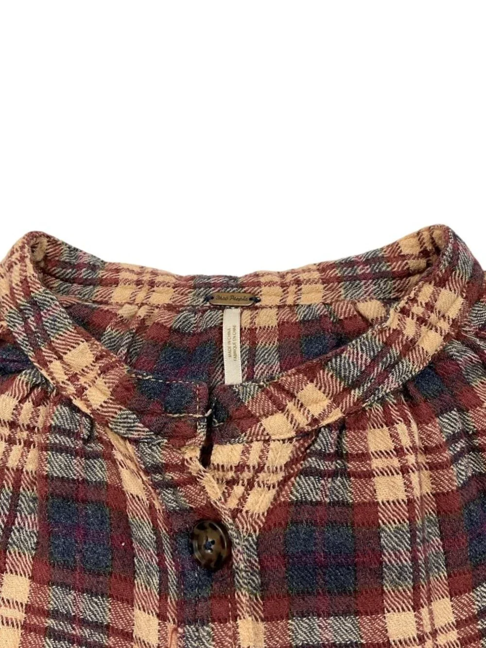 Free People Northern Bound Pullover Top Shirt S Plaid Moonlit Combo Wool Blend